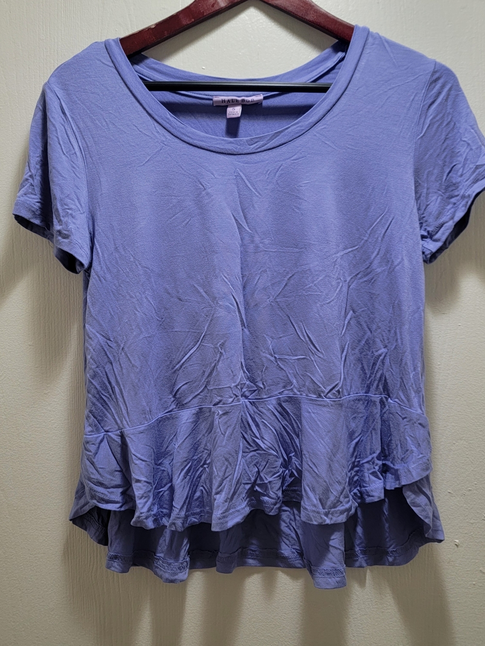 Hale Bob Bamboo Lavender Ruffle-Hem Short Sleeve Tee